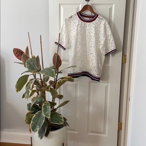 True Religion Athleisure Lace Top w/ red/blue trim